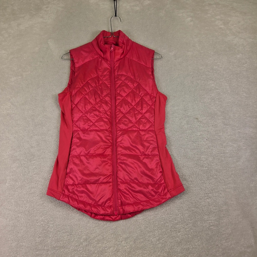 Zelos Womens Quilted Puffer Vest Pink Full Zip Sleeveless Jacket Small 4750